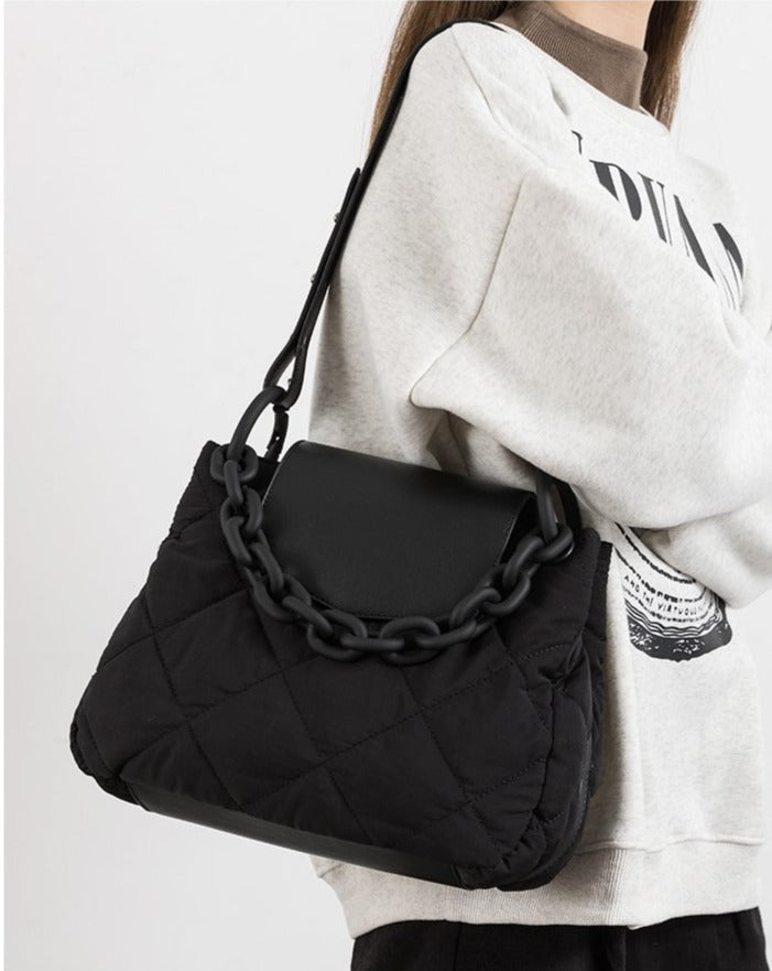Big Chain Quilted Over the Shoulder Tote