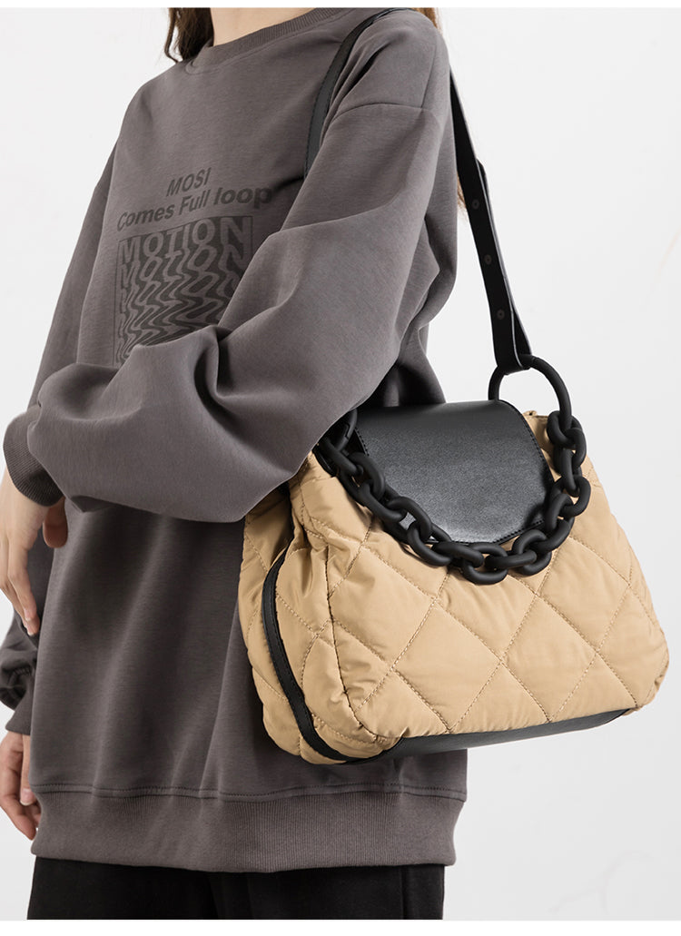 Big Chain Quilted Over the Shoulder Tote
