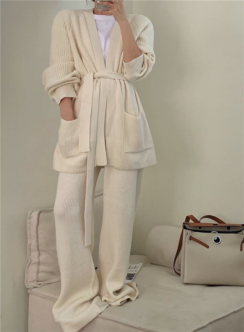 Mia Knitted Cardigan and Pant Two Piece Set