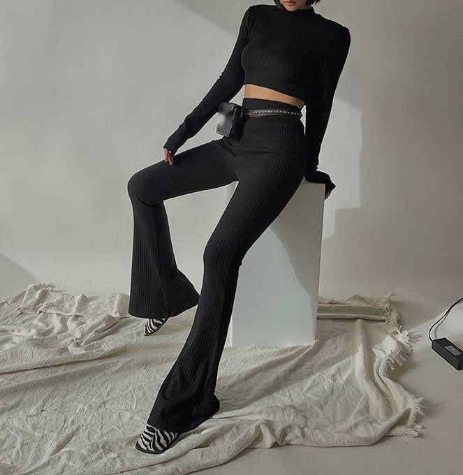 Stacy Rib Knit Flare Pant // Barricade Streetwear Boutique