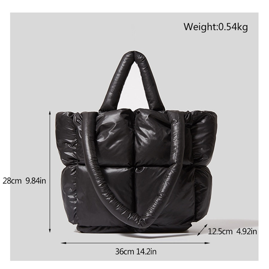 Checkerboard Puffer Tote Handbag and Shoulder Bag