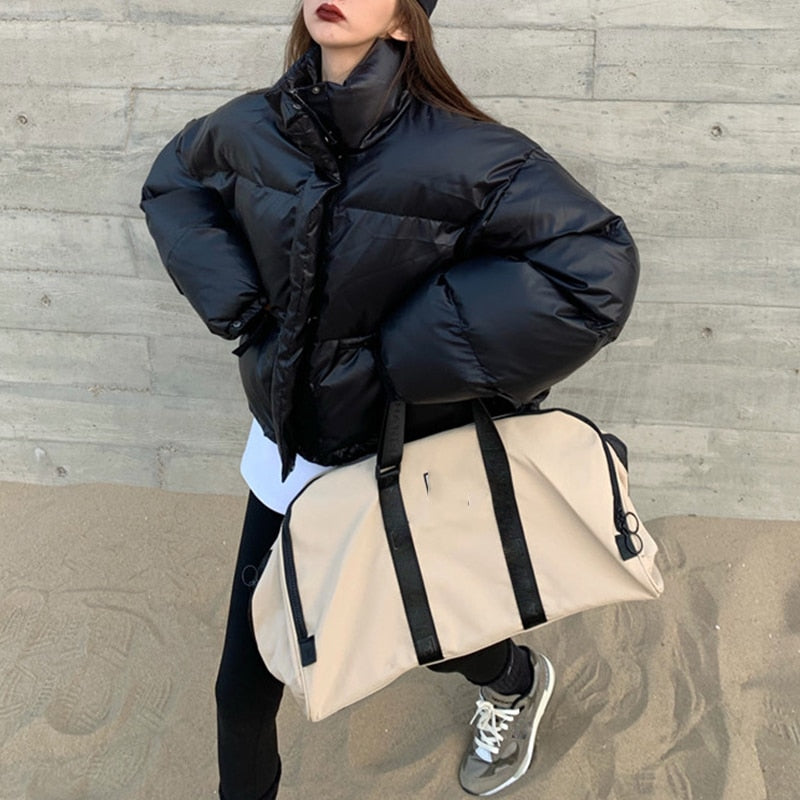 Gianna Oversize Black Cropped Puffer Jacket