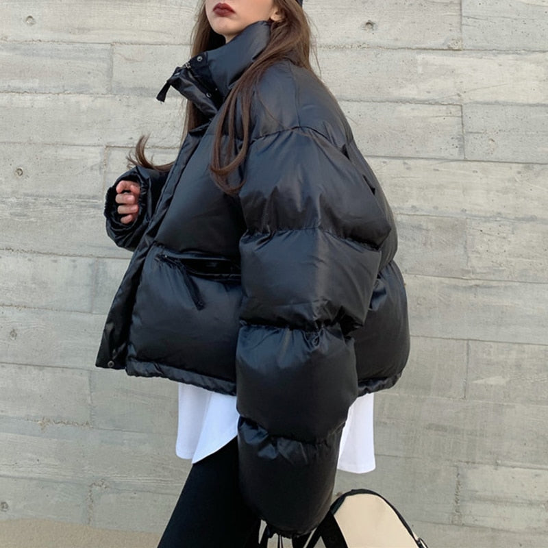 Gianna Oversize Black Cropped Puffer Jacket // Barricade Streetwear Boutique